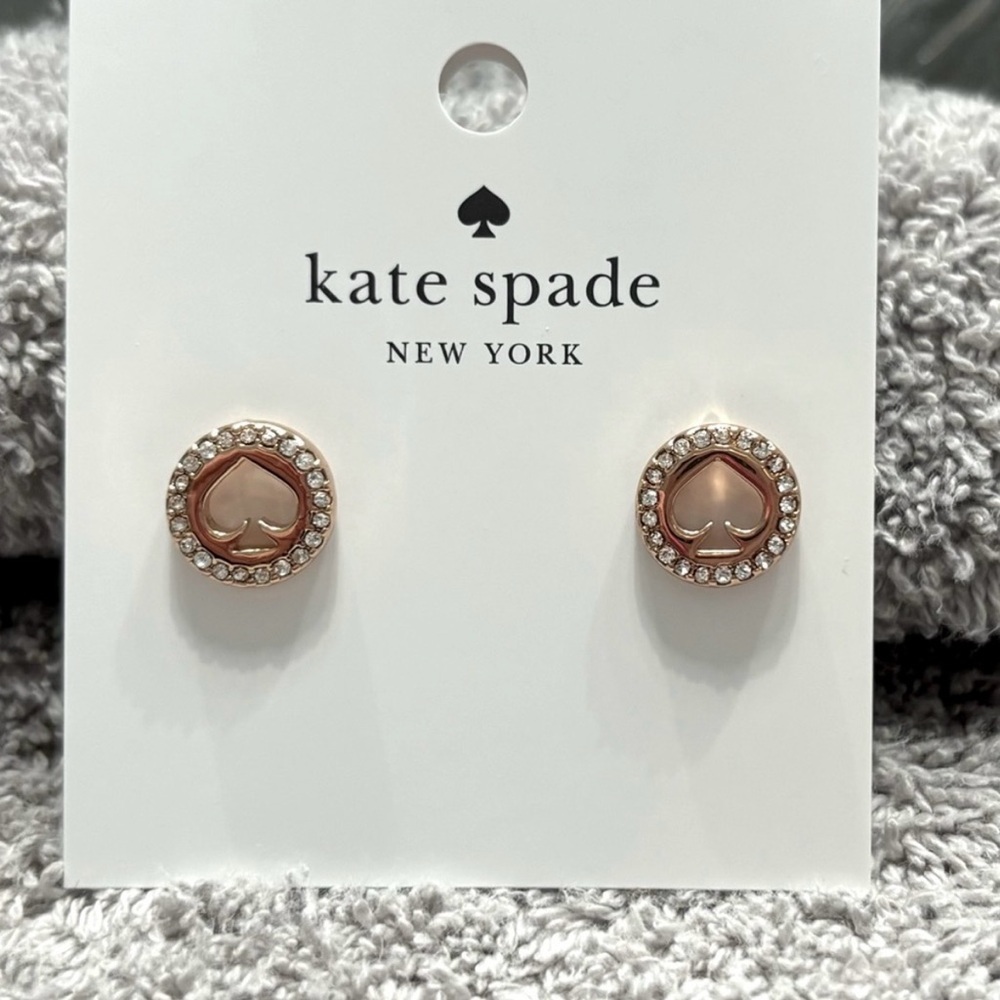 🔥NWT KATE SPADE SPOT THE SPADE EARRINGS,CLEAR/GOLD🔥